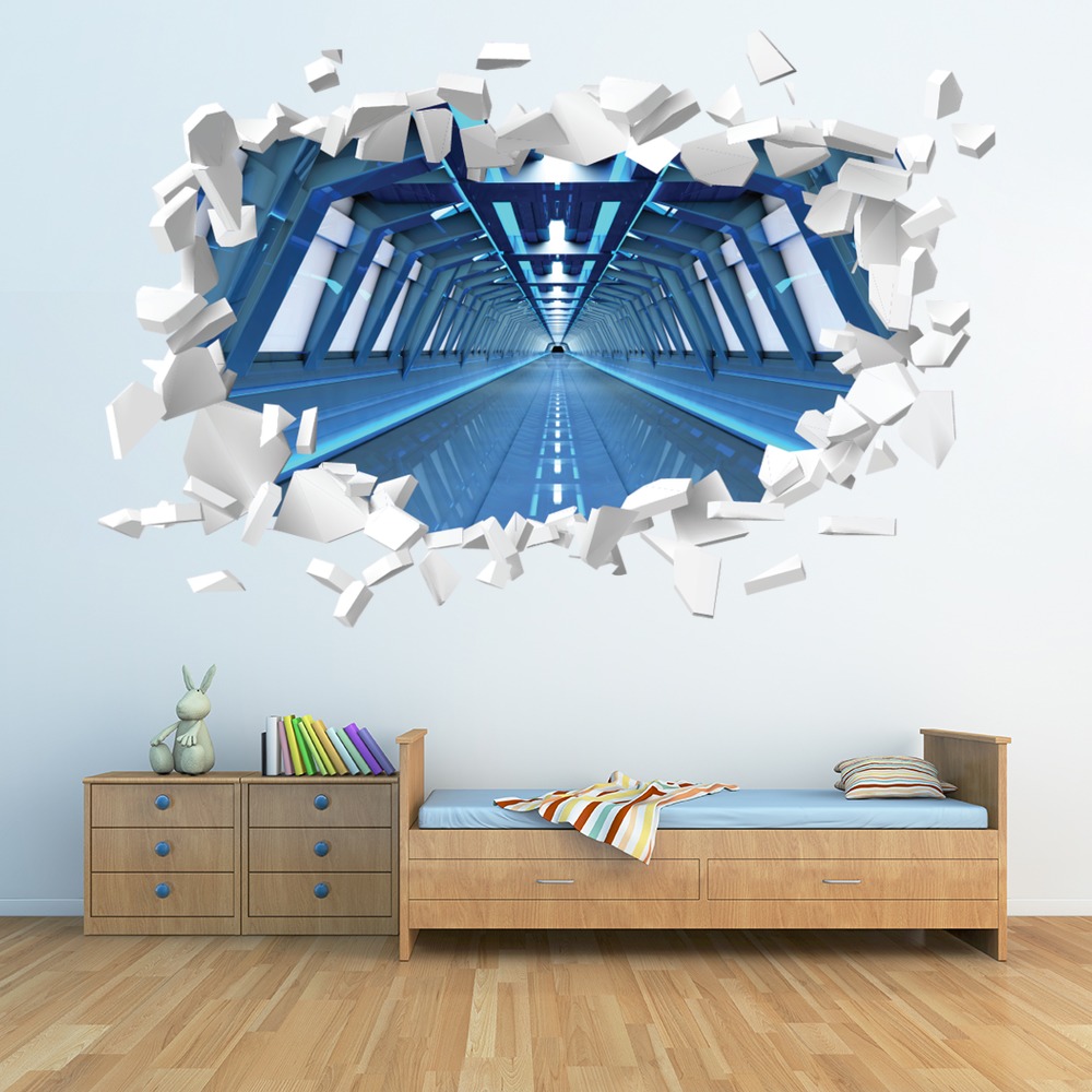 Space Station White Brick 3D Hole In The Wall Sticker | Icon Wall Stickers